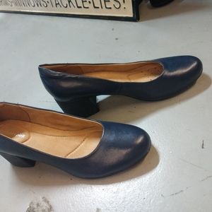 easy spirit business casual loafer heels women's shoes navy blue